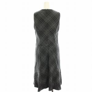 BURBERRY LONDON ワンピース ノースリーブ ウール チェック ひざ丈 40 グレー FM356-053-07 /HN