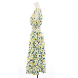 kate spade new york ワンピース ロング Vネック 花柄 ノースリーブ XS 白 マルチカラー /YM