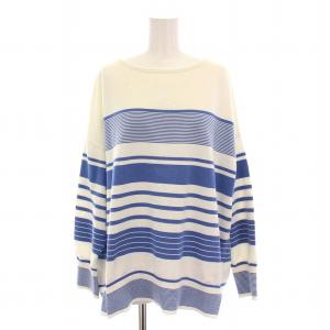 24SS  コットンポリエステルストレッチ オーバーサイズ ニット セーター 長袖 ボーダー 大きいサイズ
