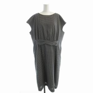 ワンピース ロング ノースリーブ 総柄 大きいサイズ 46 黒 ブラック OPWWKM6511 /EE