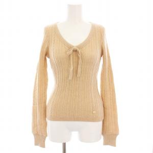 セーター ケーブル ニット 長袖 Vネック リボン 38 ベージュ FBF23-686-40 /YM