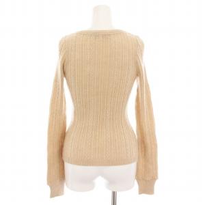 BURBERRY BLUE LABEL セーター ケーブル ニット 長袖 Vネック リボン 38 ベージュ FBF23-686-40 /YM