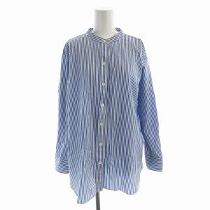シャツ ブラウス 長袖 ストライプ 46 青 ブルー BL26IA0302 /EE