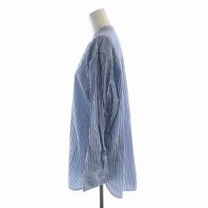 23区 シャツ ブラウス 長袖 ストライプ 46 青 ブルー BL26IA0302 /EE