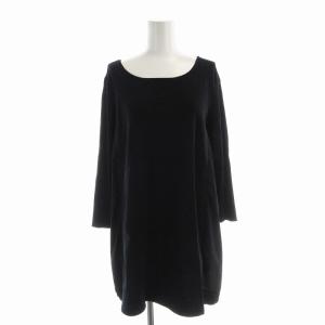 ニットチュニック 七分袖 フリル ひざ丈 大きいサイズ 2 黒 ブラック W7N09-432-09 /EE