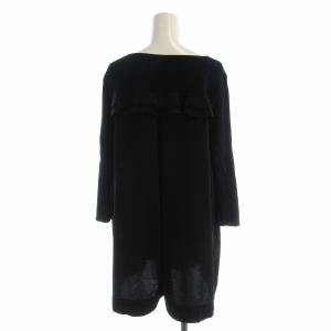 TO BE CHIC ニットチュニック 七分袖 フリル ひざ丈 大きいサイズ 2 黒 ブラック W7N09-432-09 /EE