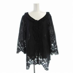 シャツ ブラウス 長袖 フリル 大きいサイズ 46 黒 ブラック W7M52-109-09 /EE