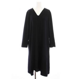 ウール ワンピース ロング Vネック 長袖 48 黒 OP.WW.YW.0502 /YM