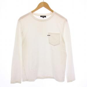 Tシャツ カットソー 長袖 クルーネック ロゴ 刺繍 ワンポイント XS 白 ホワイト /BB