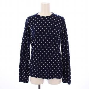 AD2020 ニット カットソー 長袖 クルーネック ドット柄 ウール S ネイビー TF-T005 /BM