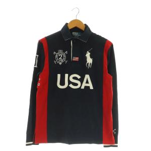 ラガーシャツ ポロシャツ 長袖 ビッグポニー 刺繍 S ネイビー /MY OS