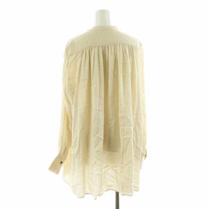 IENA タグ付き レーヨンツイルギャザーブラウス シャツ 長袖 バンドカラー F ベージュ 20051900404040