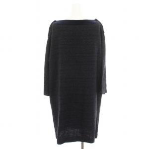 MOGA ツイード ワンピース ひざ丈 長袖 13 紺 B0218BFB014 /YM