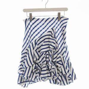 タイトスカート ひざ丈 ボーダー フリル 5f 青 ブルー KSRAKM3101 /EE