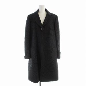 ステンカラーコート ロング 総柄 40 黒 ブラック 26-51914-80 /EE