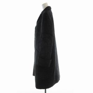 HANAE MORI ステンカラーコート ロング 総柄 40 黒 ブラック 26-51914-80 /EE