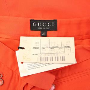 GUCCI タイトスカート ひざ丈 ジップフライ スリット 38 赤 レッド タグ付き /BB