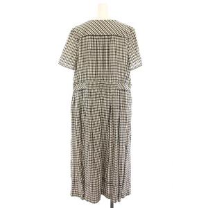 TO BE CHIC ワンピース ロング チェック 半袖 大きいサイズ 46 黒 アイボリー W7J07-343-40 /YM