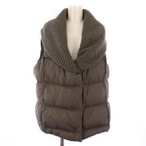 ダウンベスト ジャケット ジップアップ ショールカラー ニット切替 グレー /BM