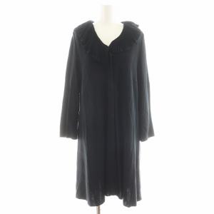 カーディガン ロング丈 フリル コットン 46 黒 ブラック W7F70-574-09 /AN25