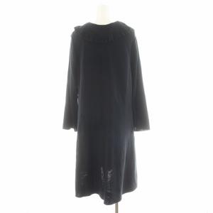 TO BE CHIC カーディガン ロング丈 フリル コットン 46 黒 ブラック W7F70-574-09 /AN25