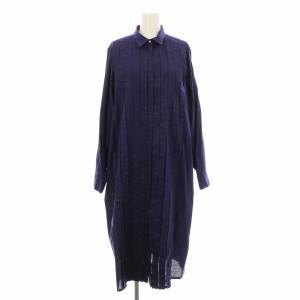 ボックスタックシャツワンピース ミモレ ロング 長袖 紫 パープル 1-259852 /KU