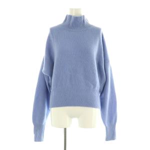 21AW カシミヤミックスプルオーバー ニット セーター 長袖 ハイネック バックボタン ブルー /MY