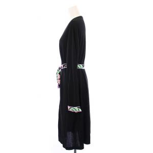 LEONARD fashion ニットロングカーディガン 40 ブラック 0397732