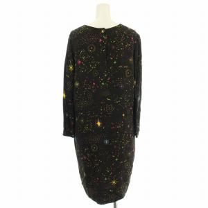 ESCADA ワンピース 5028296 ロング 総柄 七分袖 36 黒 ブラック /G