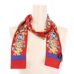 LEONARD スカーフ ロゴ シルク 花柄 総柄 赤 レッド タグ付き /BB