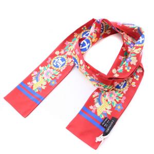 LEONARD スカーフ ロゴ シルク 花柄 総柄 赤 レッド タグ付き /BB