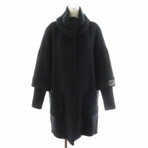 コート ロング丈 ロゴ ラインストーン ウール アウター 9 黒 ブラック 188029-2B /AN32