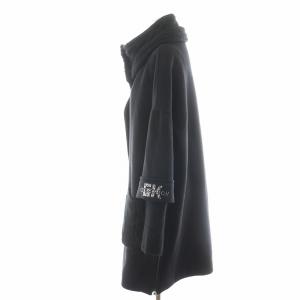 伊太利屋 コート ロング丈 ロゴ ラインストーン ウール アウター 9 黒 ブラック 188029-2B /AN32