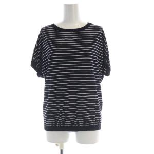 23SS ニット セーター プルオーバー ボーダー 半袖 38 黒 ブラック 白 ホワイト KR23SM1454