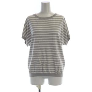 23SS ニット セーター プルオーバー ボーダー 半袖 38 グレー 白 ホワイト KR23SM2454