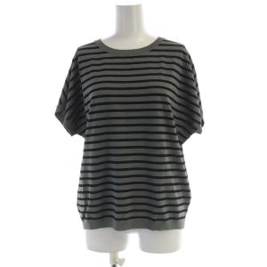 24SS ニット セーター プルオーバー ボーダー 半袖 38 グレー 黒 ブラック KR23CM1454