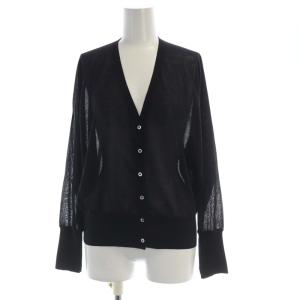 24SS シャイニーシアー ニット カーディガン Vネック 長袖 38 黒 ブラック KRWOCM0552