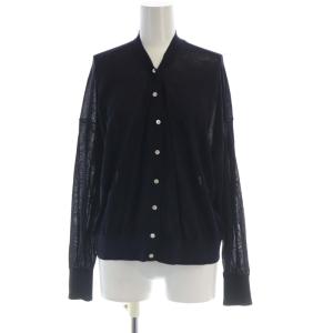 23SS シアーコットンナイロン Vネック カーディガン ニット 長袖 38 黒 ブラック KRWOSM0652