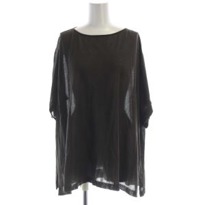 24SS ライトシアーニット プルオーバー セーター シースルー 五分袖 38 ダークブラウン KRWOCM0652