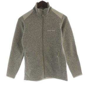 クリマプラス ニットジャケット 裏起毛 ハイネック エルボーパッチ 長袖 S アイボリー 1106588