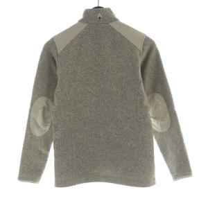 mont-bell クリマプラス ニットジャケット 裏起毛 ハイネック エルボーパッチ 長袖 S アイボリー 1106588