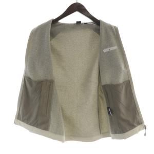 mont-bell クリマプラス ニットジャケット 裏起毛 ハイネック エルボーパッチ 長袖 S アイボリー 1106588