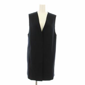 23AW T/Rアルガンシルク ジレ ベスト ミドル丈 F 紺 ネイビー JKGJSA0952 /KU