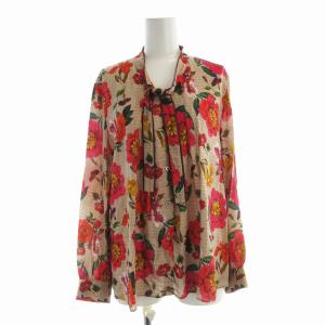 シャツ ブラウス 長袖 花柄 ボウタイ 35 ベージュ 101827-13-580-43-380 /EE