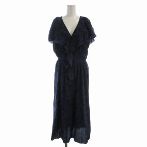 ワンピース ロング 花柄 半袖 36 紺 ネイビー 11-06-71-06733 /EE