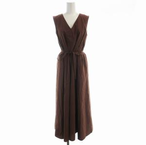 ワンピース ロング ノースリーブ リボン 38 茶 ブラウン 1526-162-3353 /EE