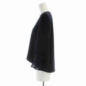 ANAYI ブラウス カットソー 半袖 花柄 レース 38 紺 ネイビー 101717-13-020-65-380
