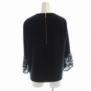 ANAYI ブラウス カットソー 半袖 花柄 レース 38 紺 ネイビー 101717-13-020-65-380