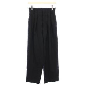 24AW ナチュラルストレッチサキソニー タック ワイドパンツ 38 ダークネイビー PRWOCW0414