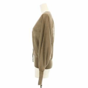 23区 24SS シャイニーシアー ニット カーディガン 長袖 Vネック ドルマンスリーブ 38 茶 ブラウン